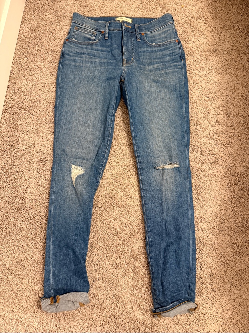Madewell Women's Distressed Skinny Jeans - Medium Blue